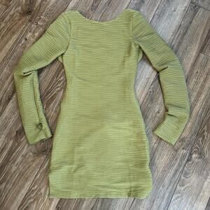 NWT Princess Polly Green Long Sleeve Open Back Ignite Mini Dress Size 2